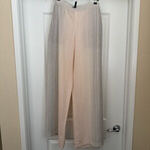 BCBGMaxAzria Cream and Gray Wide-Leg Pants